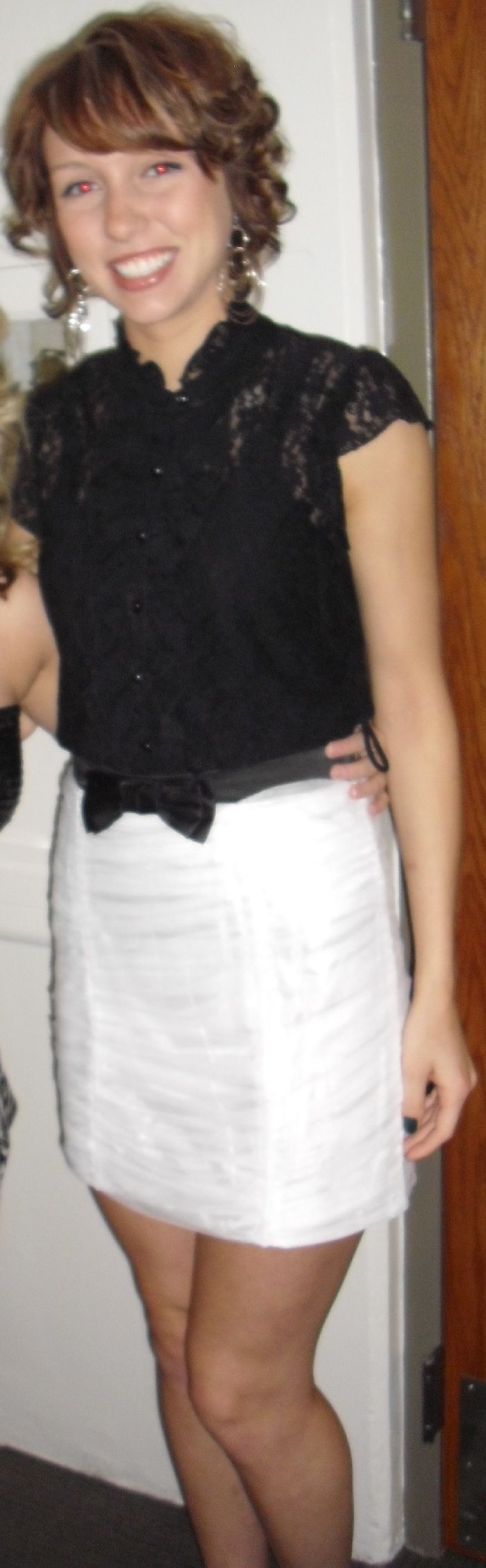 My cute lace shirt with cute white bowtie skirt