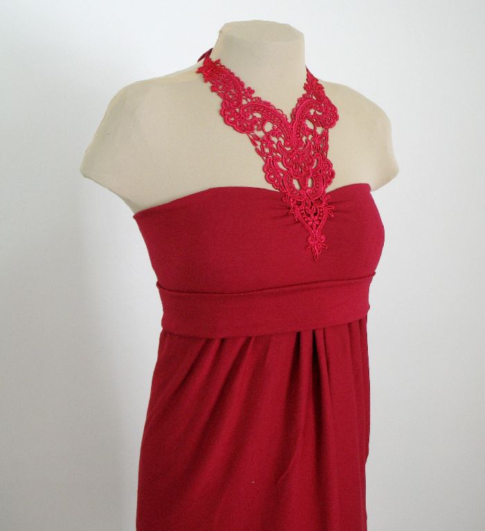 Burgundy Halter Knit Dress