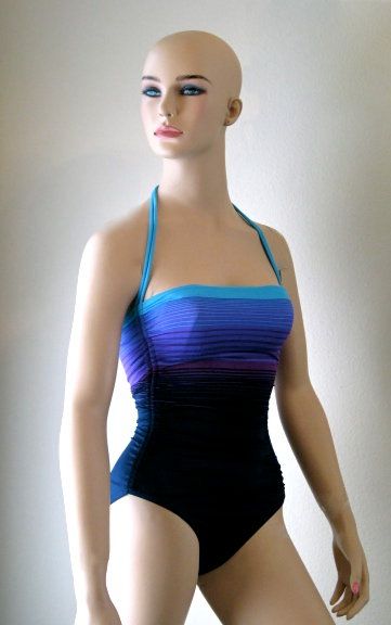 Love this!  Blue Maillot with String Ties