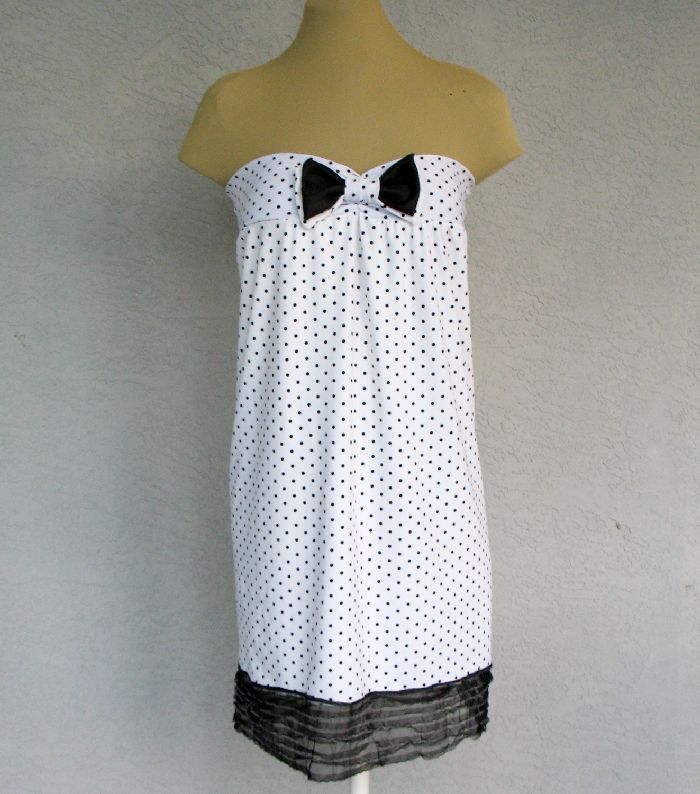 Polka Dots Strapless Mini Dress Cover Up
