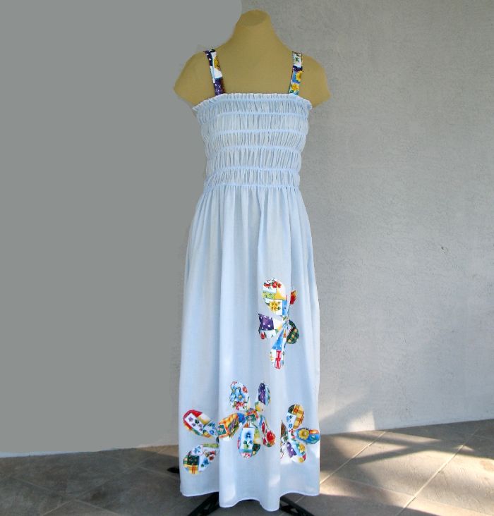 Baby Blue Maxi Dress Patchwork Flowers
