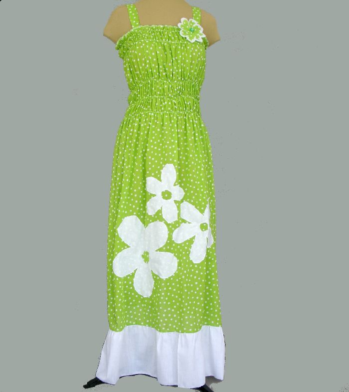 Lime And White Polka Dot Maxi Dress