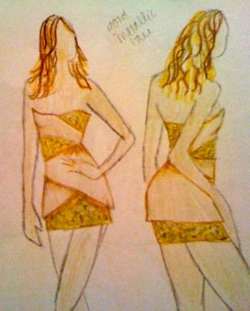 Gold Metallic and Beige Lace
