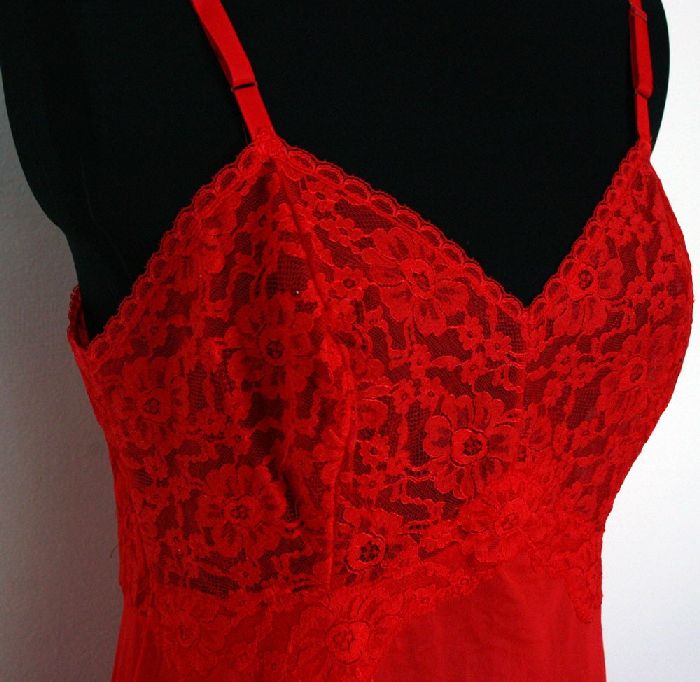 Vintage 60's Kaser Pinup Red Full Slip Dress