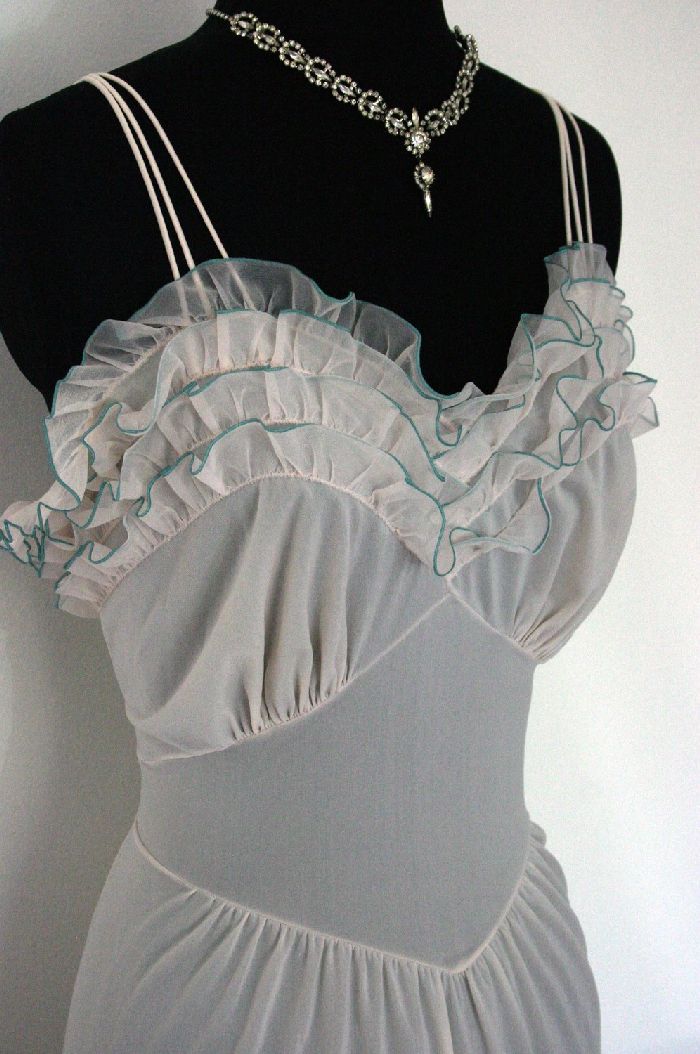 Vintage 50's Vanity Fair Pink Ruffled Gown