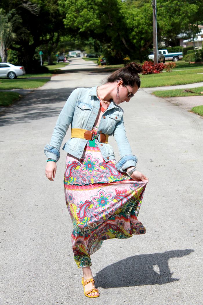 OOTD: Zara Paisley Print Maxi w/ denim jacket