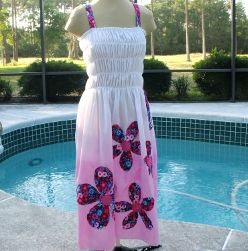 Pink And White Ombre Maxi Dress Patchwork Flowers