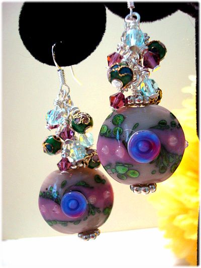 Trol Lampwork Crystal earrings by HSH