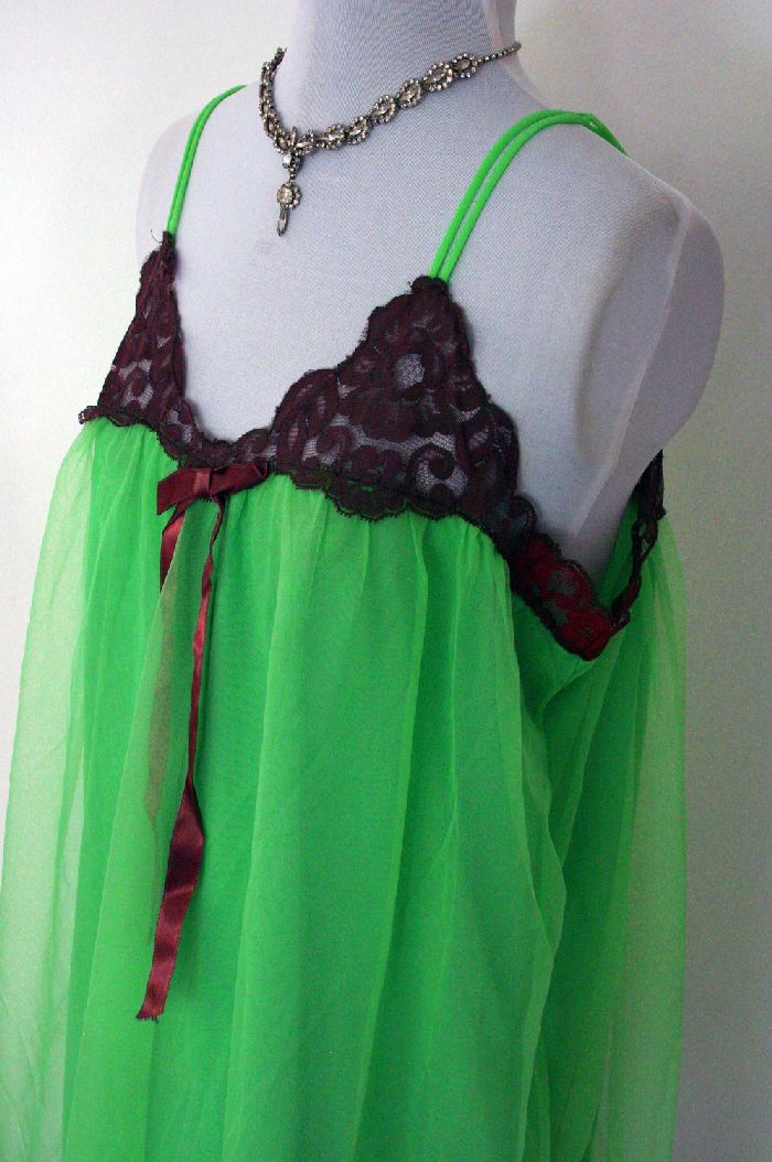 Vintage 60's Avian Green Chiffon Waltz Gown