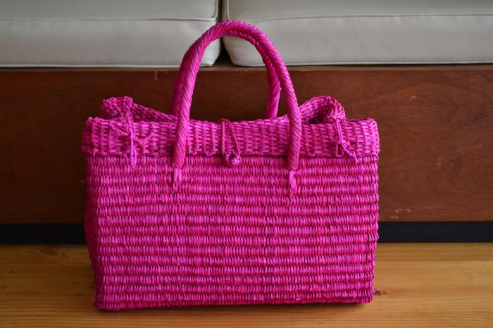 Pink Straw Basket