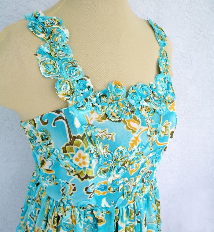Turquoise Chiffon Party Dress